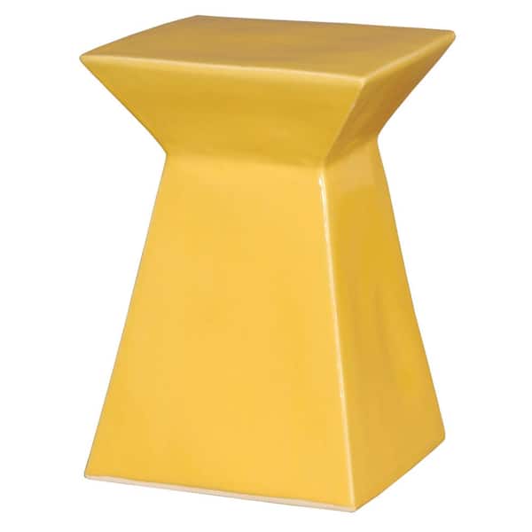 Emissary Upright 18 in. H Sun Yellow Square Ceramic Garden Stool