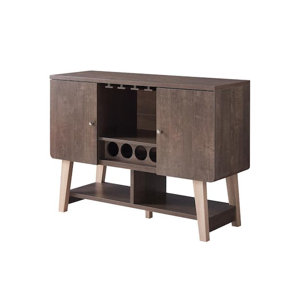 Furniture of America Nico 4-Bottle Walnut Oak Wine Cabinet