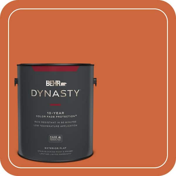 BEHR DYNASTY 1 gal. #S-H-250 Pumpkin Patch Flat Exterior Stain-Blocking Paint & Primer