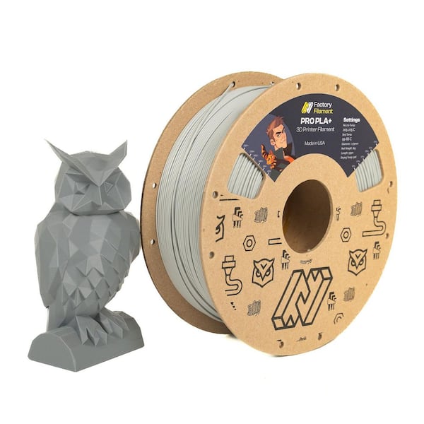 1.75mm Cool Grey PLA 3D Printer Filament, 1 KG Spool, Dimensional Accuracy +/-0.02 mm