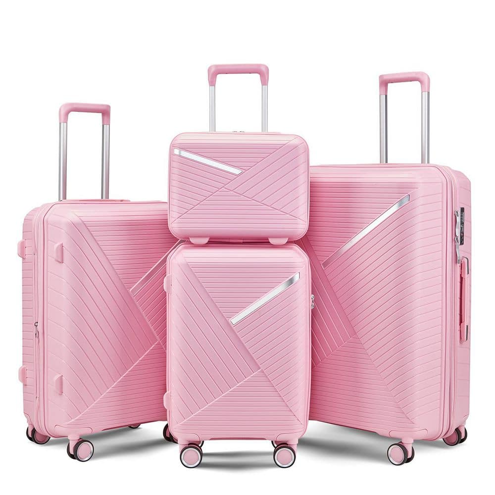 LIVACA 4-Piece Pink Expandable Lightweight Polypropylene Hardside