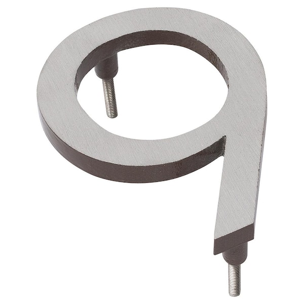 Montague Metal Products 4 in. Satin Nickel/Roman Bronze 2-Tone Aluminum Floating or Flat Modern House Number 9