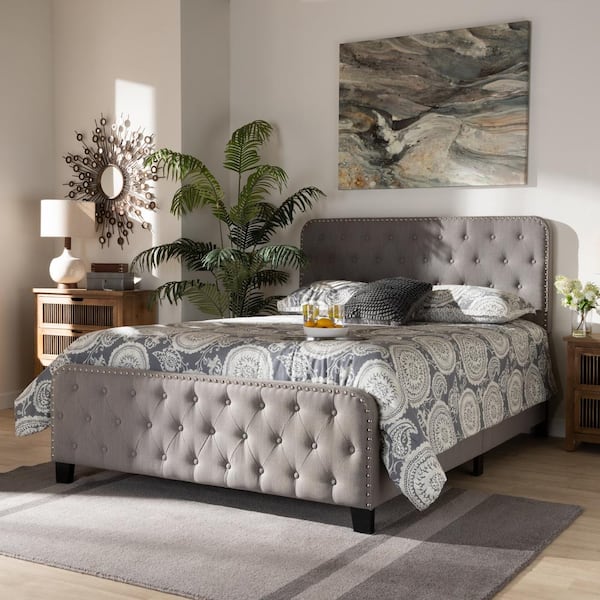 Baxton Studio Annalisa Grey King Size Panel Bed 162 10322 HD The