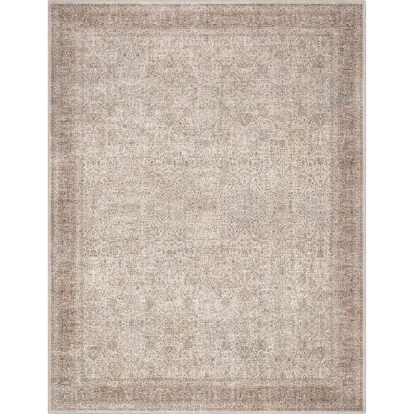 Beige 7 ft. 7 in. x 9 ft. 10 in. Flat-Weave Asha Isolde Vintage Oriental Botanical Area Rug