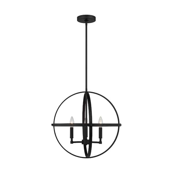 Generation Lighting Exmoore 3-Light Black Craftsman Orb Pendant Light
