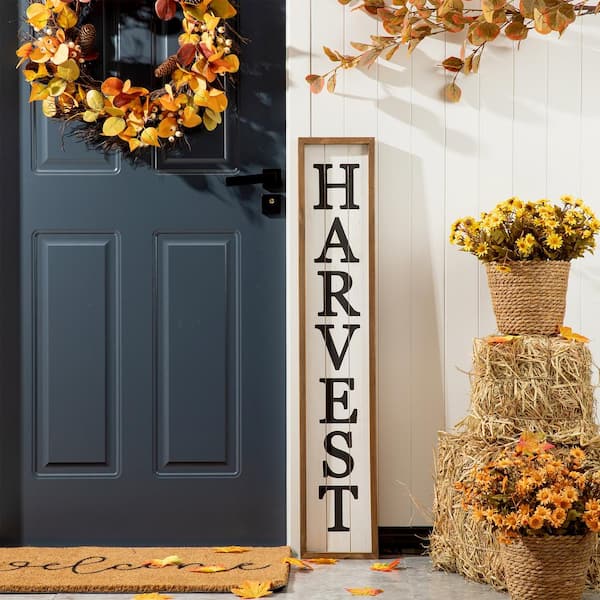 Glitzhome 41.73 in. H Wooden Harvest Porch Sign