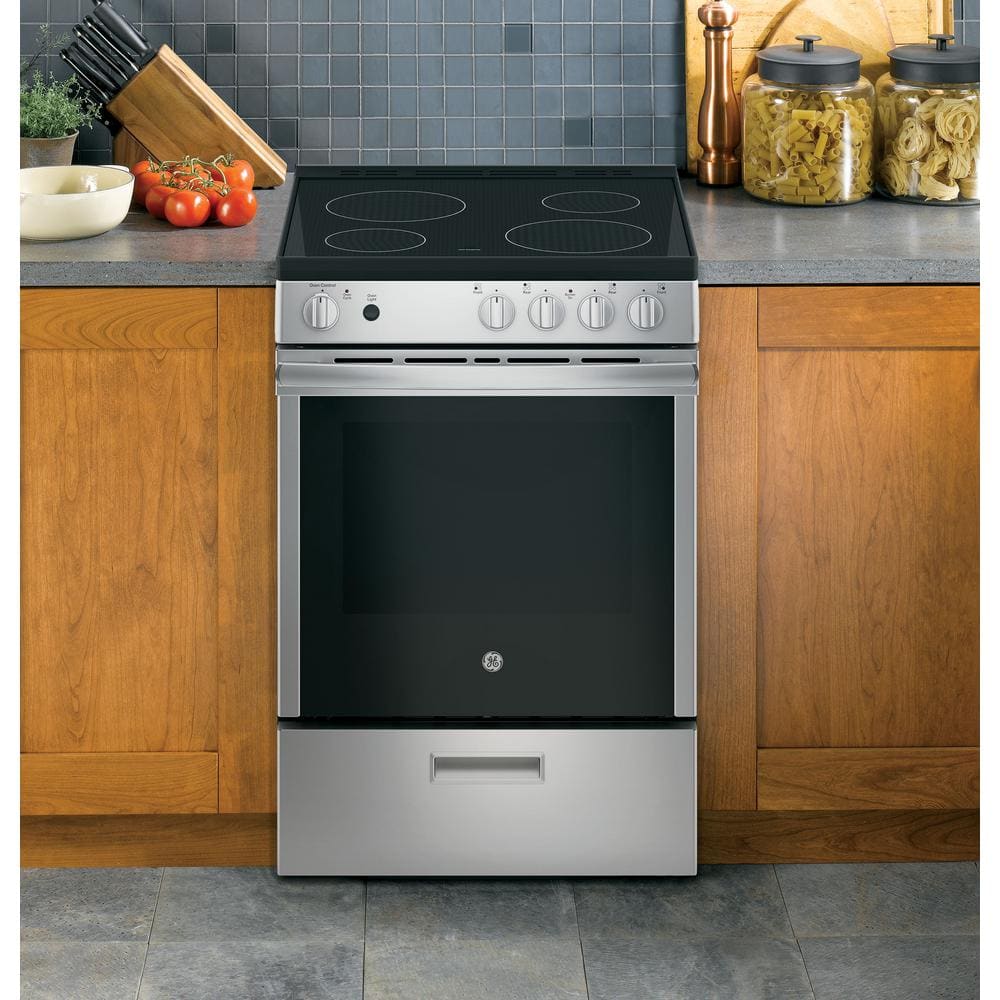 24" Stainless Steel Freestanding Electric Range with Modular Backguard
