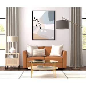 61.22 in. Faux Leather Modern Loveseat for Sectional Sofa, Easy Assembly in. Caramel