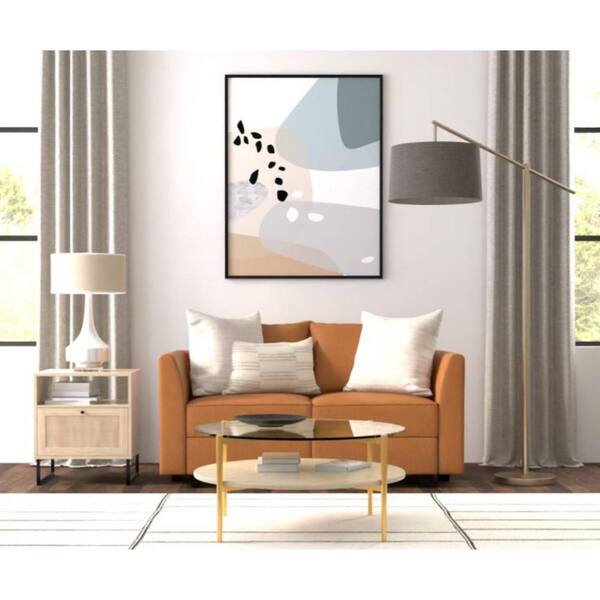 HOMESTOCK 61.22 in. Faux Leather Modern Loveseat for Sectional Sofa, Easy Assembly in. Caramel
