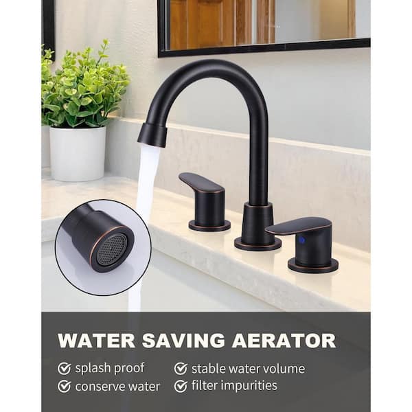 8 in. Widespread Double Handle Bathroom Faucet with 2-Aerators, Pop Up Drain and Supply Lines in Oil Rubbed Bronze