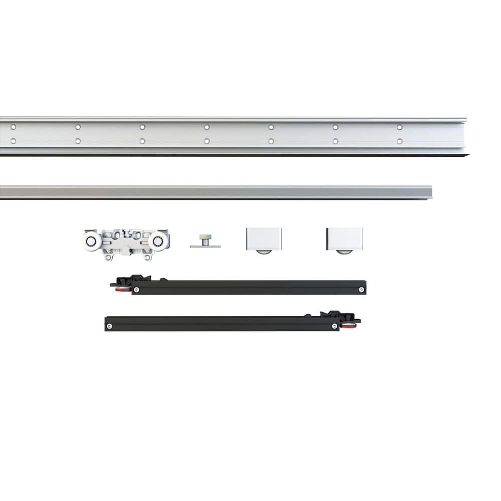 Silver Soft Close and Open Interior Hidden Track Sliding Barn Door Hardware Set