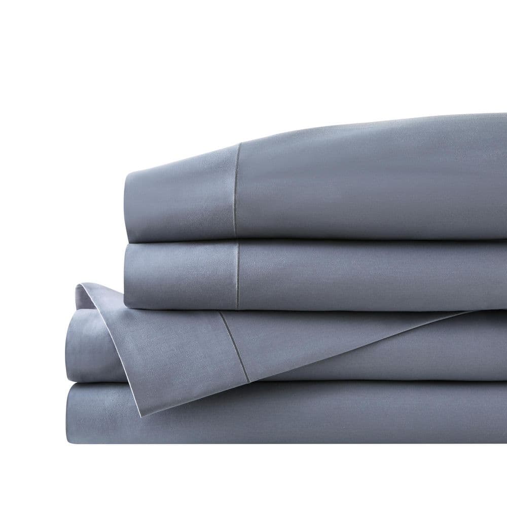  1000 Thread Count Baby Blue 6 Piece Queen Sheet Set with 2  Extra Pillow Cases, 100% Long Staple Cotton Smooth Sateen Weave Bed Sheets  with Deep Pockets, Value Pack 6 pc