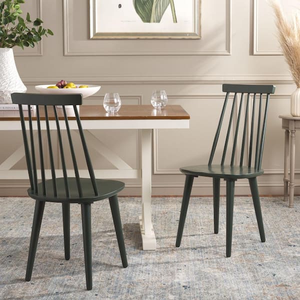 SAFAVIEH Burris Garden Green 16.1 in. Wood Dining Chair (Set of 2)
