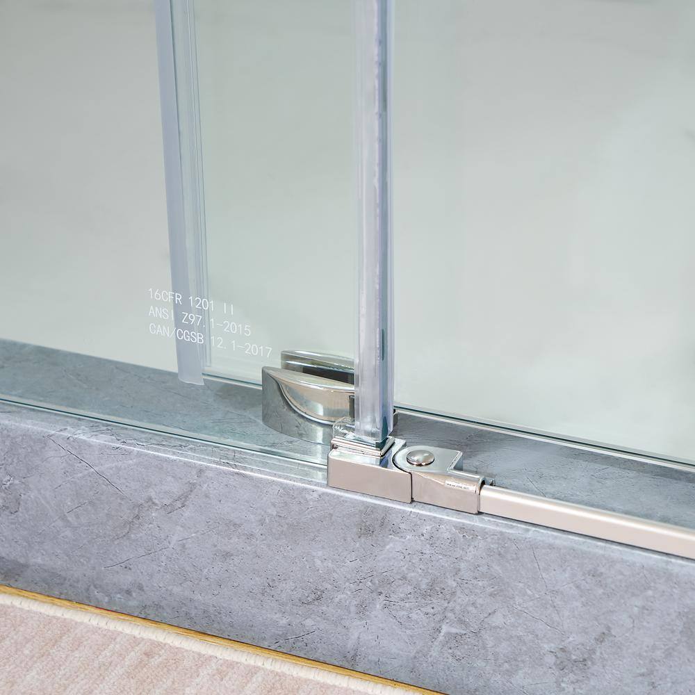 Chrome Frameless Single Sliding Shower Door with Clear Glass Panels