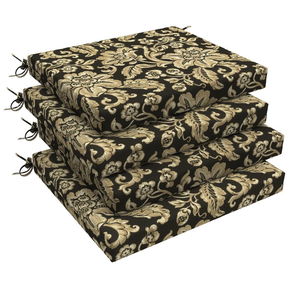 18.5 x 16 x 2 Outdoor Chair Cushions, Water-Repellent Patio Seat Pads with Ties, Jacobean Black, Set of 4 price history on PriceWatchPro