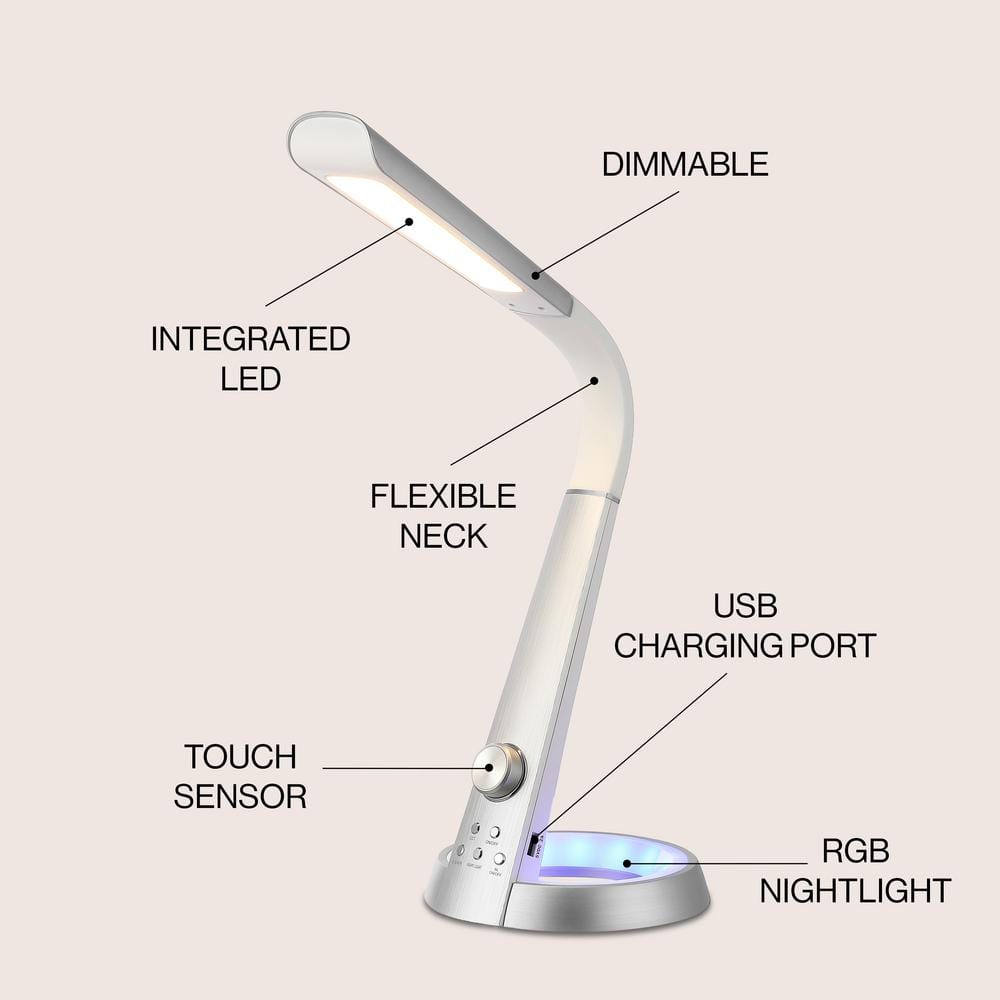 Milton 19" Silver Aluminum Adjustable LED Task Lamp with USB