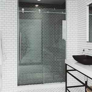Elan E-Class 44 to 48 in. W x 76 in. H Sliding Frameless Shower Door in Chrome with 3/8 in. (10mm) Clear Glass