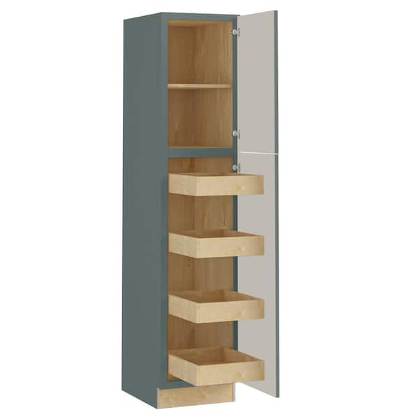 Home Decorators Collection Washington 18 in. W x 24 in. D x 84 in. H Assembled Plywood Utility Kitchen Cabinet in Green with Soft Close Doors RH