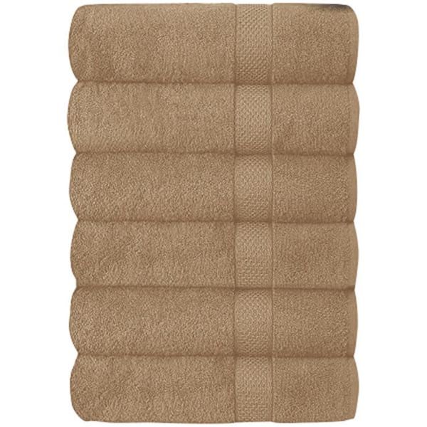 6-Piece Taupe Cotton Bath Towel Set