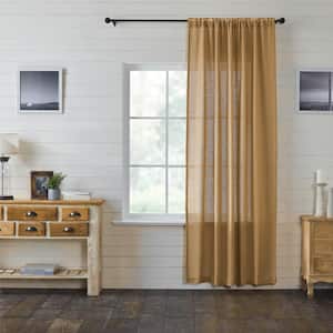 Burlap Natural Tan Cotton 50 in. W x 96 in. L Light Filtering Curtain (Single Panel)