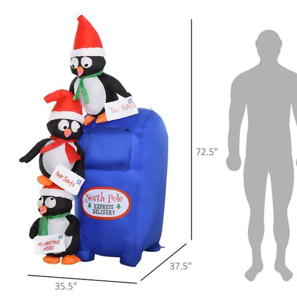 6 ft. Pre-Lit LED Penguin Mailbox Christmas Inflatable with Water-Resistant Materials