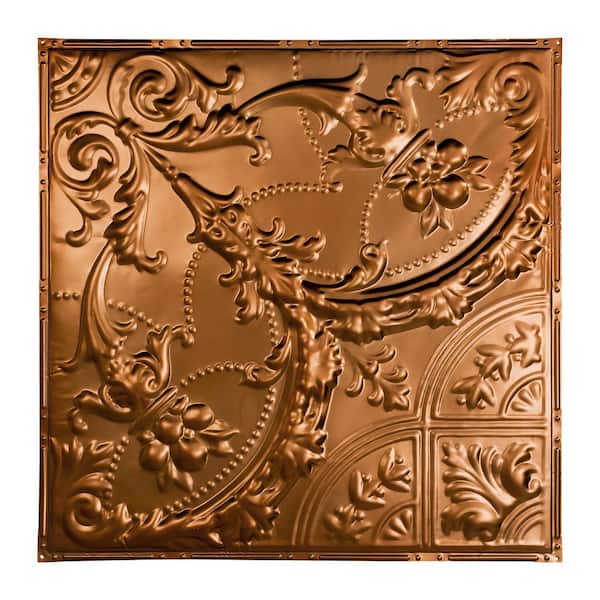 Great Lakes Tin Saginaw ft. x ft. Nail Up Metal Ceiling Tile in Copper  (Case of 5) T5308 The Home Depot