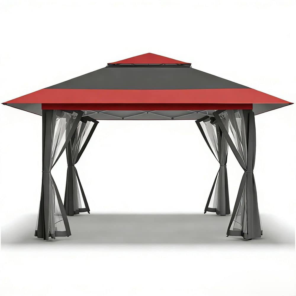 13 ft. x 13 ft. Pop-Up Gazebo with STO-N-Go Bag Outdoor Gazebo for Backyard & Patio Furniture, Gray/Red price history on PriceWatchPro