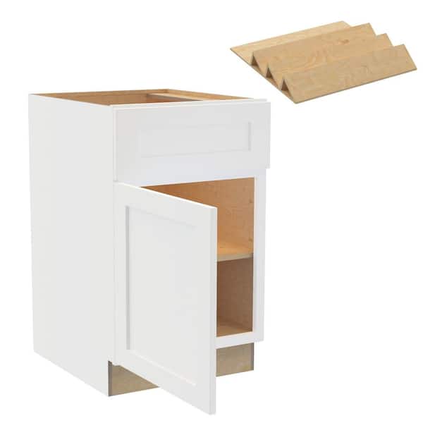 Home Decorators Collection Newport 18 in. W x 24 in. D x 34.5 in. H Assembled Plywood Base Kitchen Cabinet in Pacific White with Spice Soft Cls LH