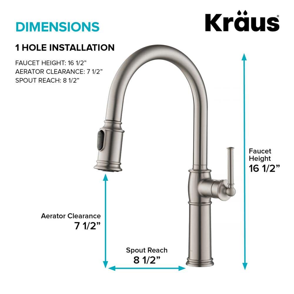 Sellette Spot Free Stainless Steel Pull-Down Kitchen Faucet with Soap Dispenser
