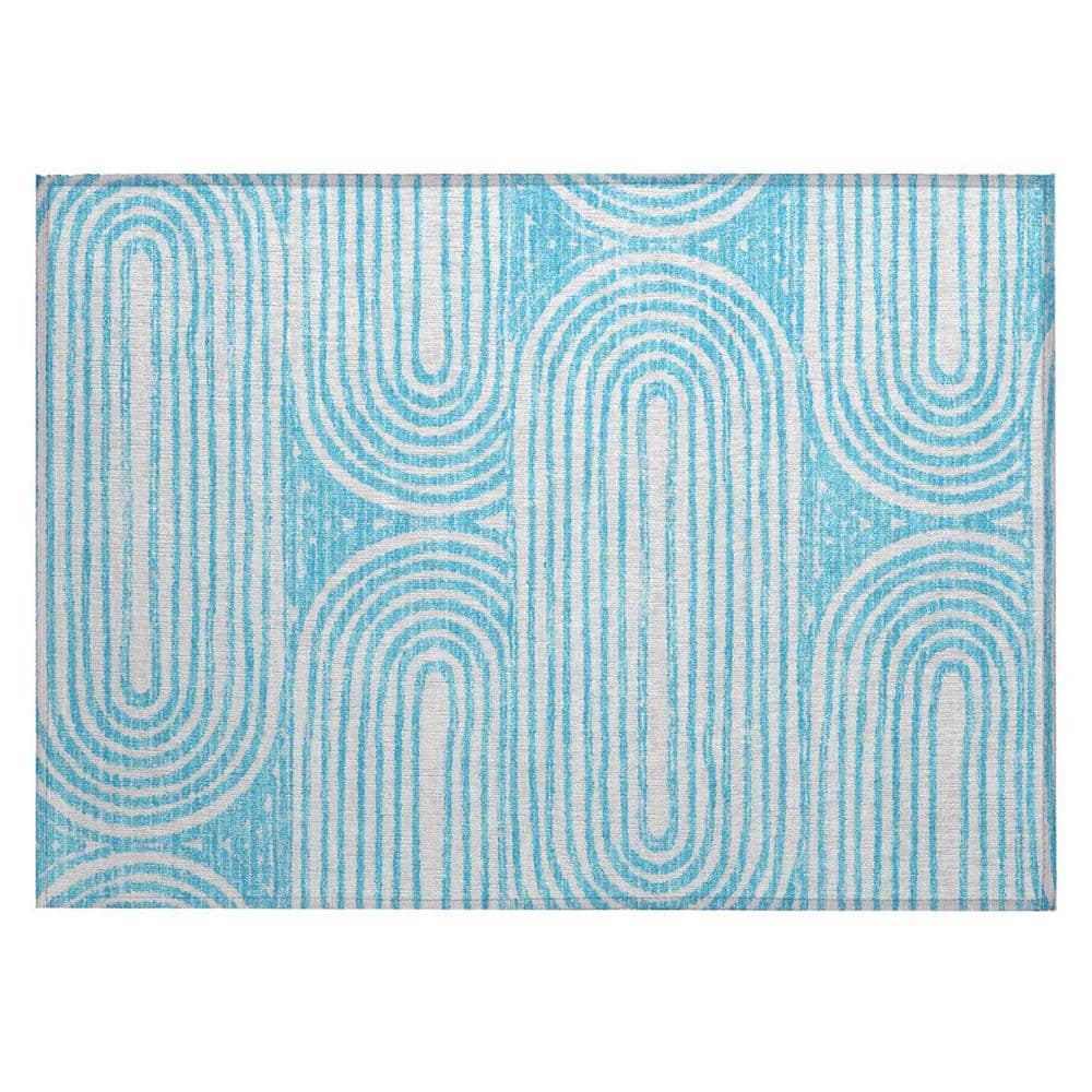 Teal 2 ft. x 3 ft. Woven Abstract Rectangle Indoor/Outdoor Area Rug price history on PriceWatchPro