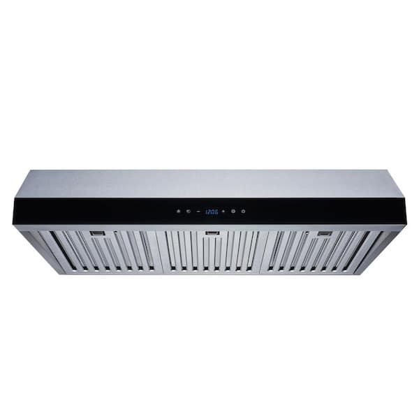 Winflo 30 in. 466 CFM Convertible Under Cabinet Range Hood in Stainless Steel with Baffle Filters and Touch Control