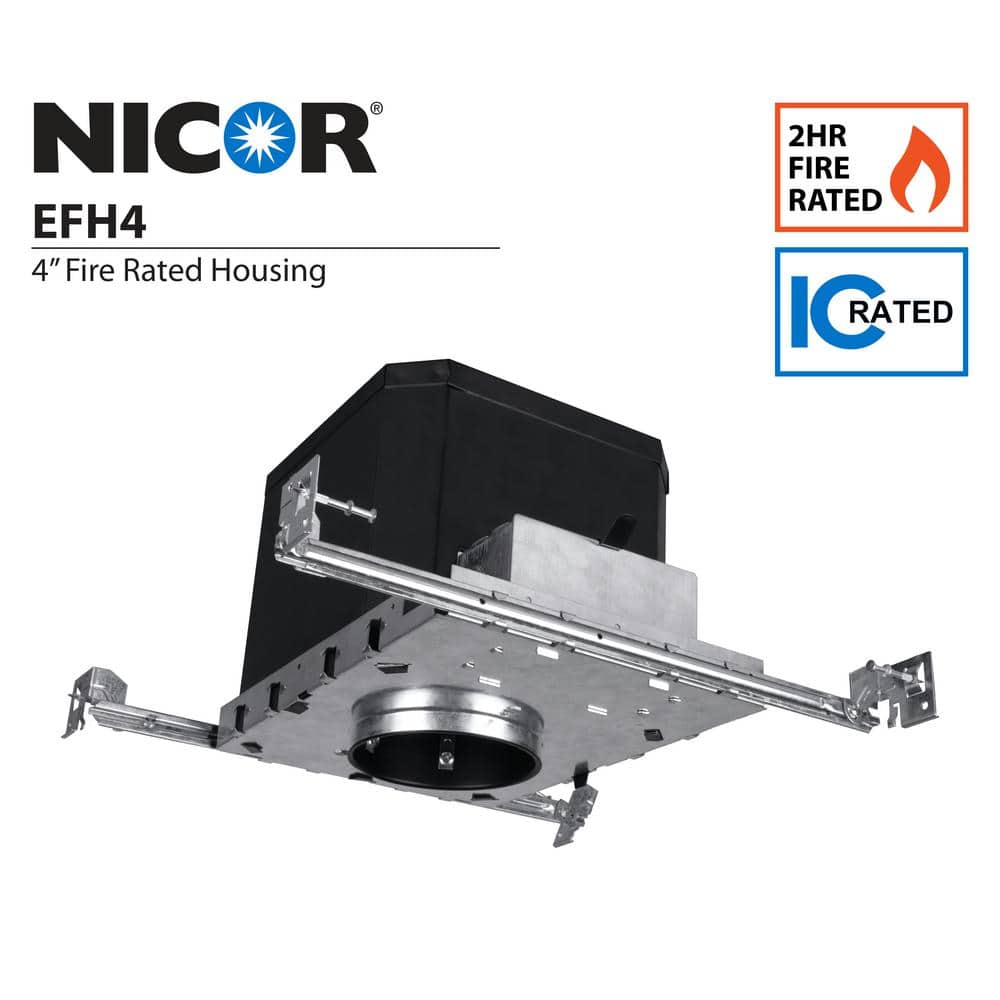 4'' IC Rated Fire-Rated Recessed Lighting Housing for New Construction