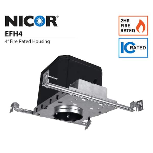 4 in. Fire Rated New Construction Recessed Housing with Edison Base