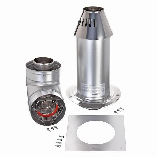 ProTech Stainless Horizontal Vent Cone Termination Kit (Max Wall Thickness 7 in) for Venting Tankless Gas Water Heaters