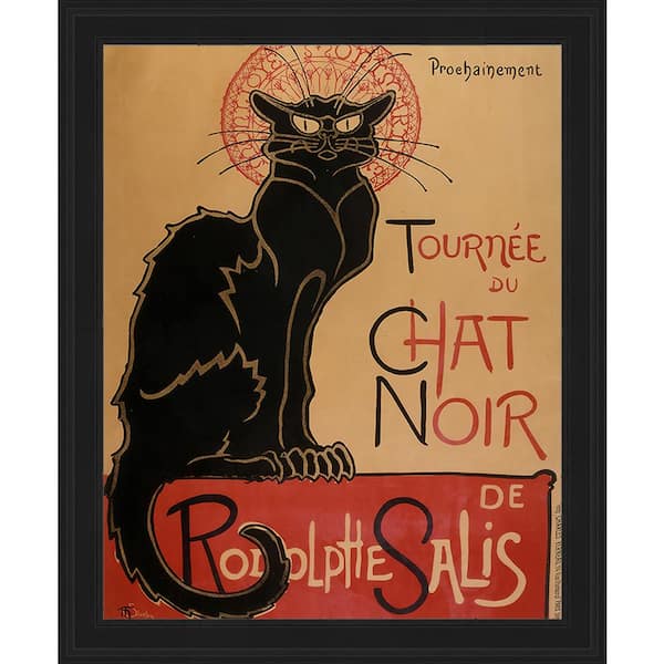 LA PASTICHE Tour of Rodolphe Salis' Chat Noir by Animals Gallery Black Framed Travel Oil Painting Art Print 18.5 in. x 23.5 in.