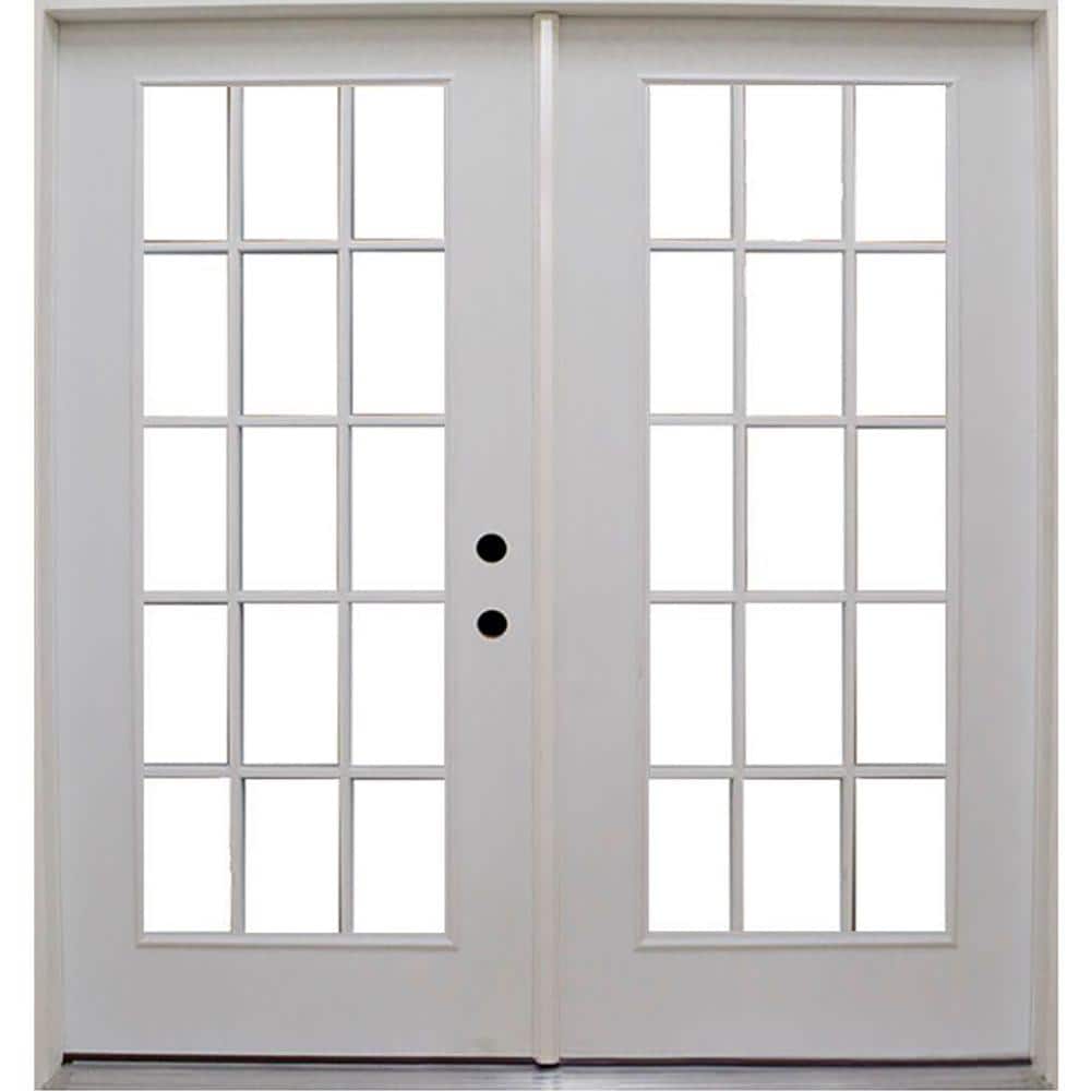 Steves & Sons Element 72 in. x 80 in. LH 15Lite LowE Clear Glass Primed White Steel Double