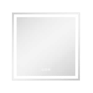 30 in. W x 30 in. H Square Frameless LED Wall Bathroom Vanity Mirror, Tempered Glass
