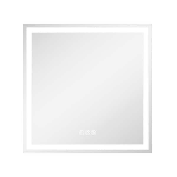 30 in. W x 30 in. H Square Frameless LED Wall Bathroom Vanity Mirror, Tempered Glass