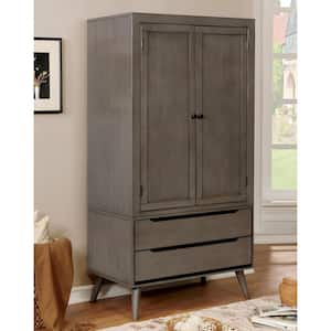 Mackie Gray Wood 36 in. Armoire with Drawers