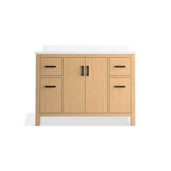 Kresla 49.02in. Single Sink Freestanding Light Oak Bath Vanity with White Quartz Top Assembled
