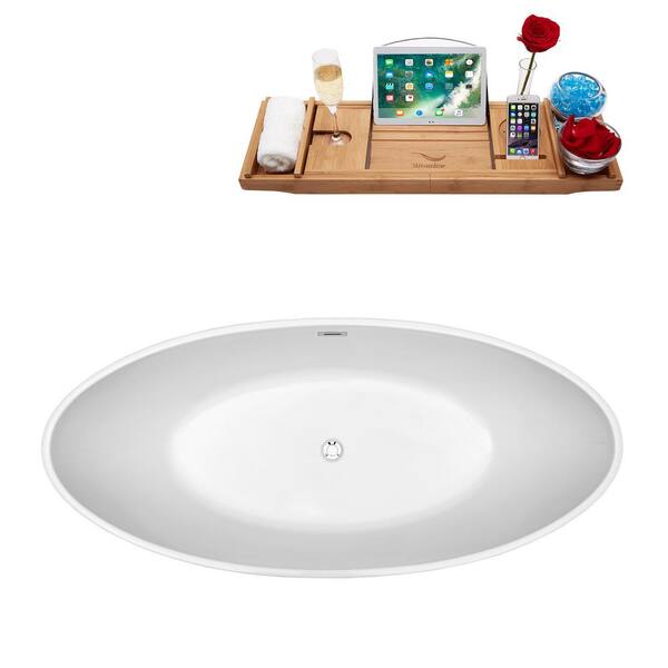 62.6 in. Acrylic Flatbottom Non-Whirlpool Bathtub in Glossy White
