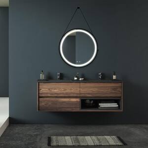 24 in. W x 24 in. H Round LED Framed Hangable Wall Mount Bathroom Vanity Mirror, High Lumen/Waterproof/Anti-fog