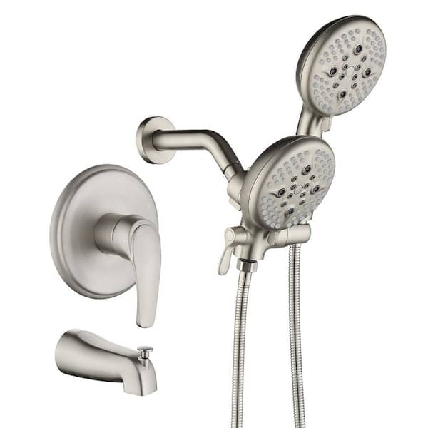 Single Handle 5-Spray Shower Faucet 2.5 GPM with Pressure Balance, Tub Spout, in Brushed Nickel