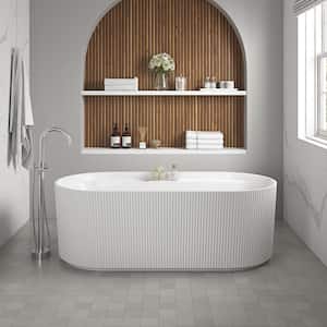 Faye 67 in. x 31.5 in. Soaking Oval Fluted Bathtub with Overflow and Drain in White