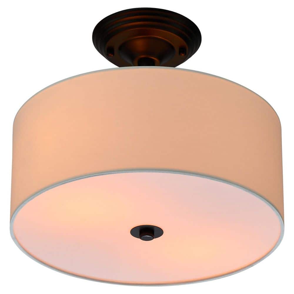 Cassie Contemporary Matte Black Drum Ceiling Light with White Shade