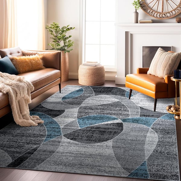 World Rug Gallery Contemporary Distressed Circle 7 ft. 10 in. x 10
