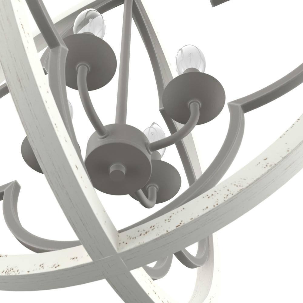 Gablecrest 24" Rustic White Painted Concrete 4-Light Globe Pendant