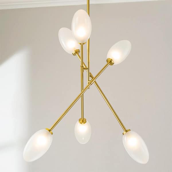 Rennnsan Megan 6-Light Gold Dimmable Modern Linear Chandelier