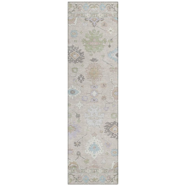 Chantille Machine Washable Indoor/Outdoor Abstract ACN2675 Linen 2 ft. x 7 ft. Runner Rug