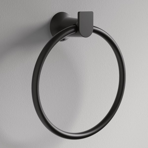 Wall Mounted Genta Towel Ring in Matte Black